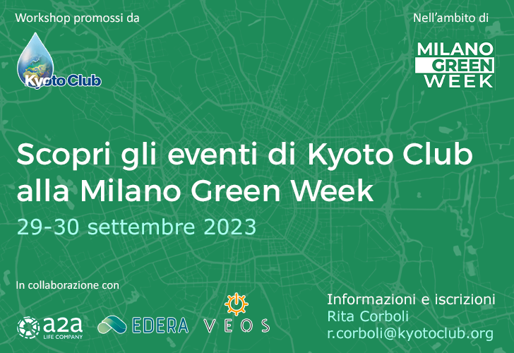 29-30 settembre 2023 – Tre workshop alla Milano Green Week promossi da Kyoto Club in collaborazione con a2a, Edera e Veos
